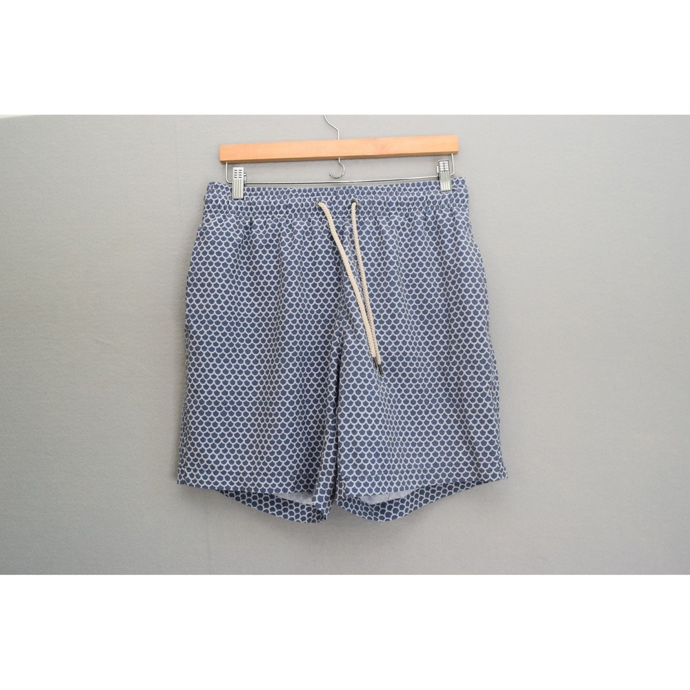 Faherty Swim Trunks Large Blue Scallop Print Mens Recycled Stretch Board Shorts